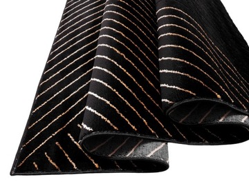 Dywan EMERALD LAMELE glamour czarno złoty 180x270 czarny ze złotym paski