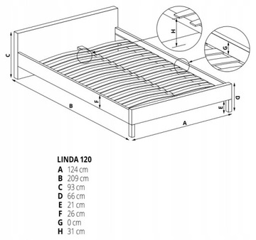 КРОВАТЬ МЕТАЛЛ 120х200 БЕЛАЯ + КАРКАС ЛИНДА Halmar