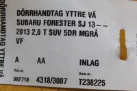 фото thumb №10, Ручка зовнішня двері ліві перед subaru forester sj iv 6 pin