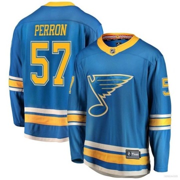 Джерси St Louis Blues Perron No. 57 Футболки для болельщиков с длинными рукавами Спортивные топы, XL