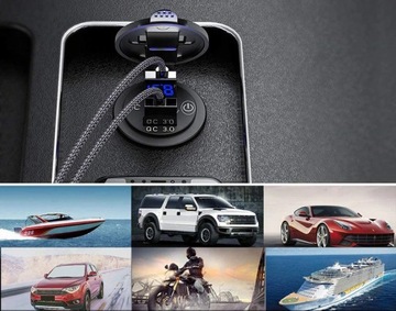 ŁADOWARKA MOTOCYKLOWA 2USB Quick Charge Woltomierz