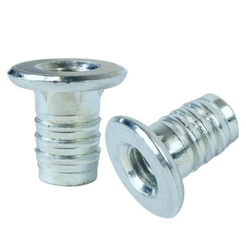 100x Mufa wbijana M8 x 16 mm z kołnierzem do drewna naturalnego ocynk biały