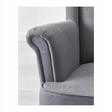 IKEA STRANDMON wygodny stylowy fotel uszak SZARY