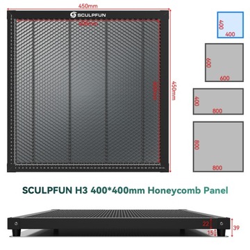 Stół do cięcia laserowego o strukturze plastra miodu SCULPFUN H3 400x400mm