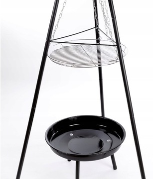 GRILL OGRODOWY WISZĄCY PALENISKO TRÓJNÓG DUŻY 50CM RUSZT OGNISKO WĘGLOWY