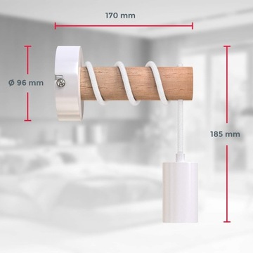 - Kinkiet wewnętrzny z drewnianą aplikacją, oprawka E27, maks. 10 W, lampa