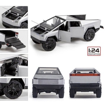 МОДЕЛЬ АВТОМОБИЛЯ TESLA CYBERTRUCK 1:24 ИЗ АЛЮМИНИЕВОГО СПЛАВА С ФАРАМИ И ДВЕРЯМИ