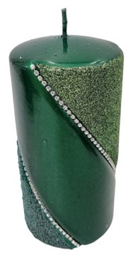 ŚWIECA ozdobna BOLERO NEW zielony 14cm ARTMAN walec