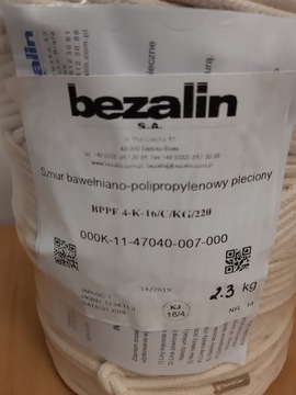 Веревка х/б 4мм 220м, плетеная (БЕЗАЛИН)