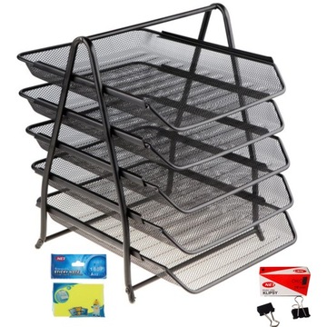 Organizer z szufladami półka na dokumenty Net 5A metal czarna notes gratis
