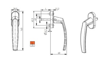 Karton ALUMINIOWYCH klamek do okien okna drzwi balkonu balkonowa x 100 szt.