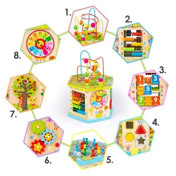 ДЕРЕВЯННЫЙ РАЗВИВАЮЩИЙ КУБ KINDERPLAY ДЛЯ ДЕТЕЙ СОРТЕР-ИГРА КИТАЙСКИЙ 8в1