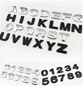 1 szt. 3D Metal 45mm 25mm DIY litery alfabetu godło numery chromowane