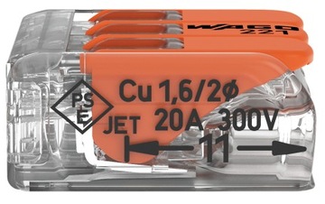 ПРОВОД/КАБЕЛЬ БЫСТРОГО СОЕДИНЕНИЯ WAGO 3x4мм 221-413 50шт.