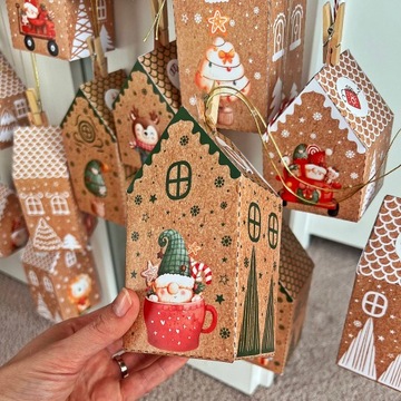 kalendarz ADWENTOWY domki papierowe DIY