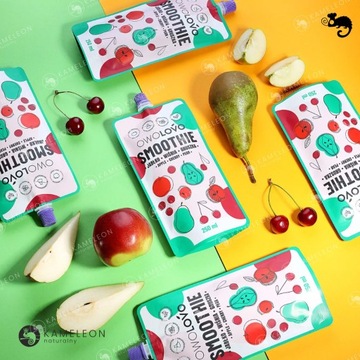 OWOLOVO SMOOTHIE mus owocowy bez cukru JABŁKO WIŚNIA GRUSZKA 250ml