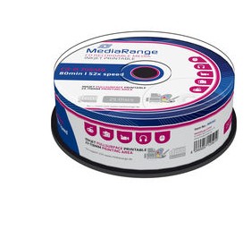 25 дисков MediaRange CD-R Printable Cake 25, распечатка