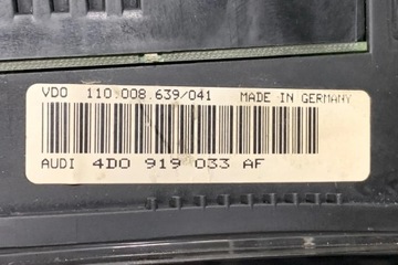 фото thumb №12, Спідометр  audi a8 d2 4d2, 4d8 4d0919033af 4.2l бензин 250kw 1998