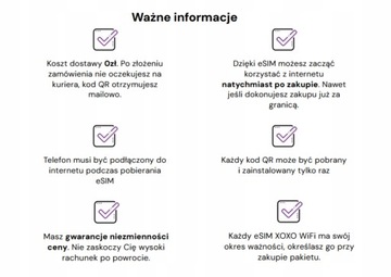 XOXO eSIM Stany Zjednoczone USA 20GB na 30 dni