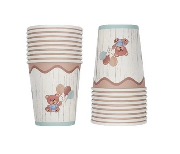 КРУЖКИ И ТАРЕЛКИ 30 ЭЛЕМЕНТОВ BOHO BEARS BLUE BEIGE BABY SHOWER
