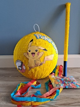 PINIATA DUŻA 90 cm POKEMON PIKACHU KIJ+ GRATIS