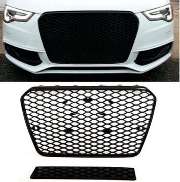 Audi A5 B8 Искусственная решетка, черный глянцевый, сотовый