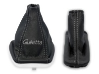 фото thumb №1, Alfa romeo giulietta 2010-2018 комплект чохли важеля czarna шкіра вишивка szary