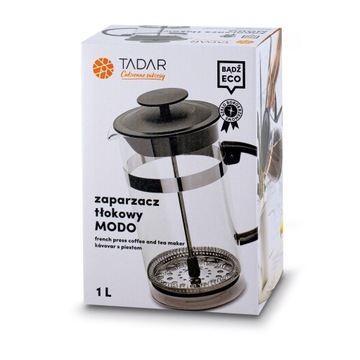 ZAPARZACZ DO HERBATY kawy DZBANEK szklany TŁOKOWY French Press 1L Tadar