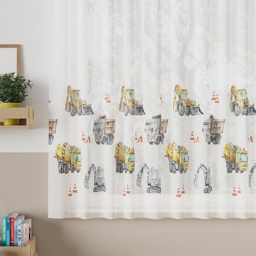 Firany z Taśmą Marszczącą Firana Gotowa Dziecięca Woal Auta sz570x120