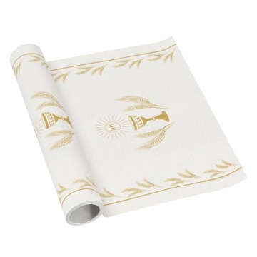 Bieżnik komunia biały złoty papierowy miękki papierowy w rolce 40cm x 5m