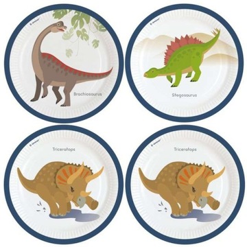 TALERZYKI papierowe DINOZAURY dino PARTY 8 szt