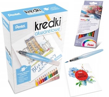 ZESTAW PENTEL KREDKI AKWARELOWE + PĘDZELEK + BLOK