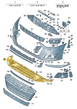 фото thumb №1, Нижня захист бампер перед audi a8 d5 aso оригінал нова 4n0807611f