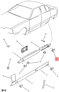 Панель пороговий захист перед каміння правий задні opel omega-a 90313822 Київ, фото thumb