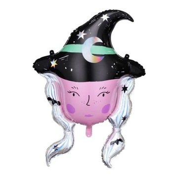 Balony Halloween czarownica kot nietoperz duże ozdoby dekoracje zestaw 4szt