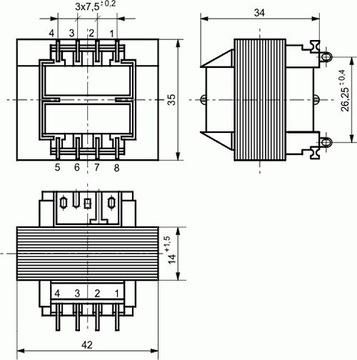 Transformator 4VA, 230Vac (11V) 0.3A, Indel