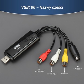 Август VGB100 Video Grabber USB-карта захвата копирует VHS на ПК