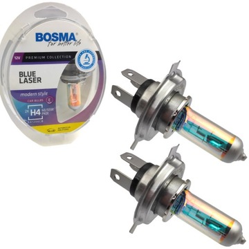 BOSMA H4 12V 60/55W СИНИЕ ЛАЗЕРНЫЕ ЛАМПОЧКИ 2 ШТ.