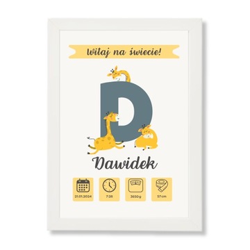 Metryczka Ramka A4 na Chrzest Urodziny Oprawiona