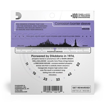 D'ADDARIO EJ26 STRUNY DO GITARY AKUSTYCZNEJ 11-52