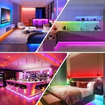 TAŚMA LED 10M RGB LEDY 5050 LISTWA 230v 12v KOLOROWA NA PILOTA WODOODPORNA