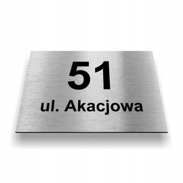 NIERDZEWNY NUMER NA DOM TABLICZKA ADRESOWA Z NUMEREM DOMU 30x20 cm Srebrny
