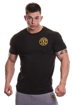 Koszulka treningowa sportowa na siłownie dopasowana czarna Gold's Gym S