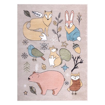 ДЕТСКИЙ КОВЕР FUN 80x150 см ANIMALS бежевый #O616