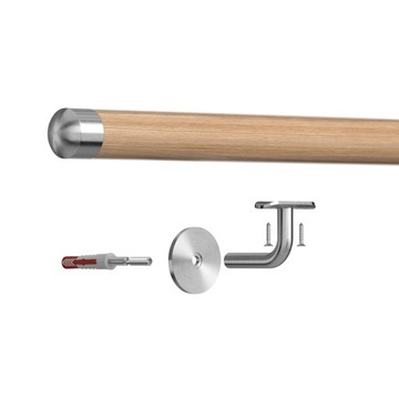 Poręcz ścienna do ściany drewniana fi42 42mm 70cm dąb dębowa lakierowana