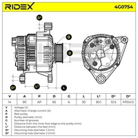 фото thumb №5, Ridex 4g0754 генератор генератор 90a 12v do vw passat варіант 3b6