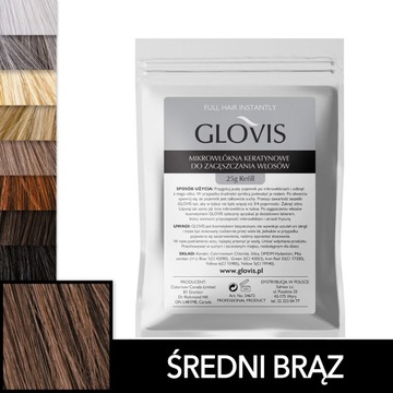 Saszetka GLOVIS 25g - Średni Brąz - Medium Brown Maskowanie Przerzedzeń Wł.