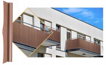 OSŁONA BALKONOWA NA BALKON 0,6X7M MATA BRĄZOWA NA TARAS UV 99% + GRATIS PL