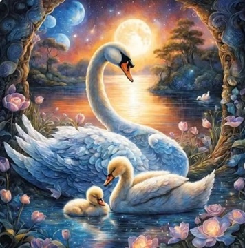 Cross Emelcodery Swan Set Mulina Canvas Print eeedles Scissors 40x40