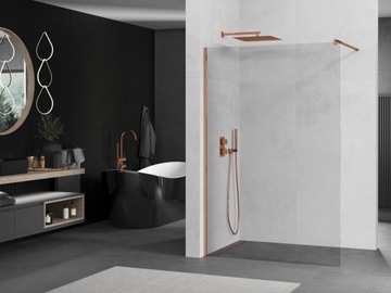 MEXEN KIOTO ŚCIANKA PRYSZNICOWA WALK-IN 80 x 200 CM ROSE GOLD szkło 8 mm